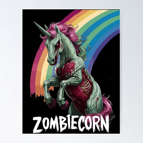Item preview, Zombiecorn Rainbow Undead Unicorn designed and sold by Quirky Shirts.