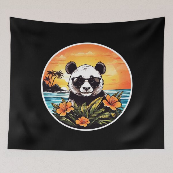 Item preview, Panda Bear with Sunglasses on a beach in Hawaii designed and sold by NautiChic.