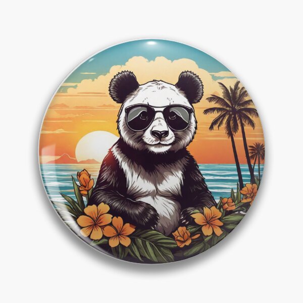 Item preview, Giant Panda Bear with Sunglasses on a beach in Hawaii designed and sold by NautiChic.