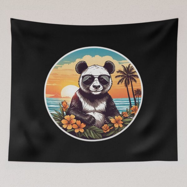 Item preview, Giant Panda Bear with Sunglasses on a beach in Hawaii designed and sold by NautiChic.