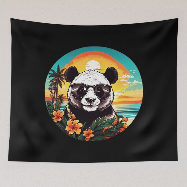 Item preview, Giant Panda Bear at Sunset on a beach in Hawaii designed and sold by NautiChic.