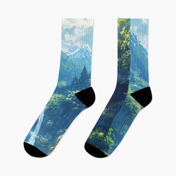 Item preview, Waterfall and Mountains designed and sold by NicolasGlowArt.