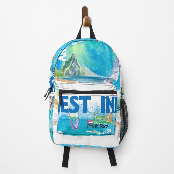 Item preview, West Indies Illustrated Travel Map with Leeward and Windward Antilles designed and sold by artshop77.
