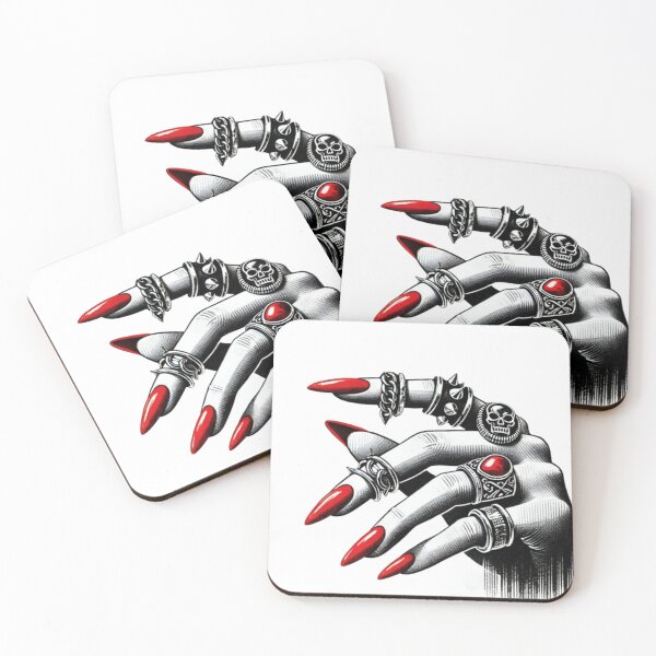 Item preview, Woman's Hand with Metal Rings in Black, White & Red designed and sold by All4ROCK.