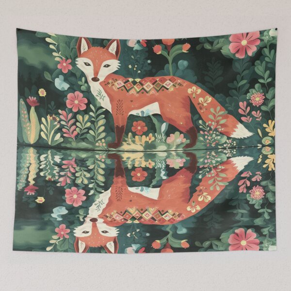Item preview, Ethnic Floral Geometric Fox in the reflection designed and sold by Angie-Atelier.