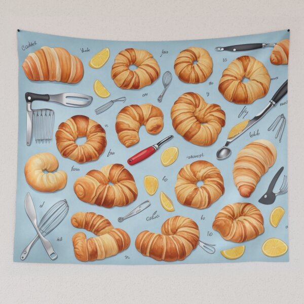 Item preview, set of watercolor kitchen tools make the croissant designed and sold by PeckyPom.
