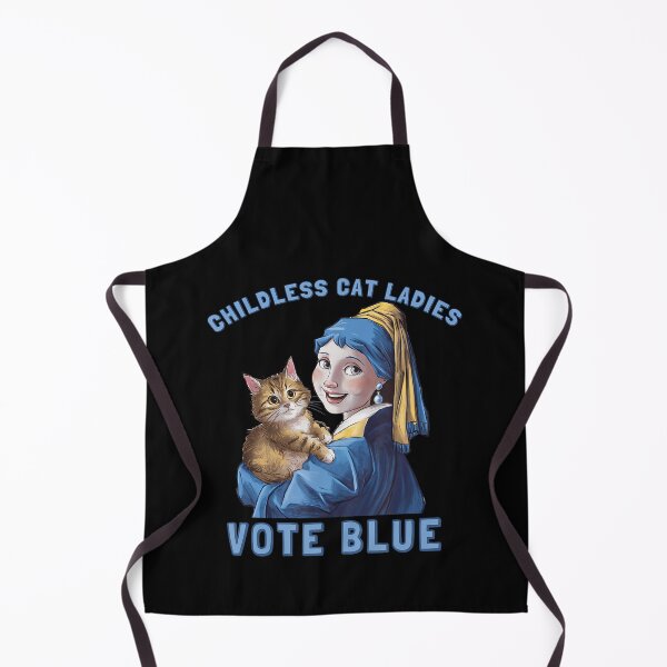 Item preview, CHILDLESS CAT LADIES VOTE BLUE Girl With A Pearl Kamala designed and sold by Greenbacks.
