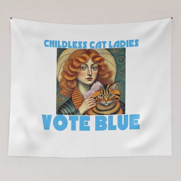 Item preview, CHILDLESS CAT LADIES VOTE BLUE Madam President Kamala designed and sold by Greenbacks.