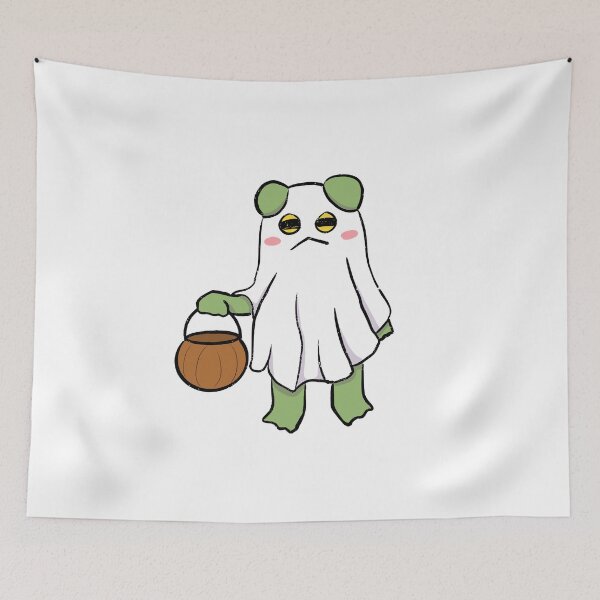 Item preview, Cute Cartoon Frog Dressed as Ghost for Halloween designed and sold by juwals maroom.