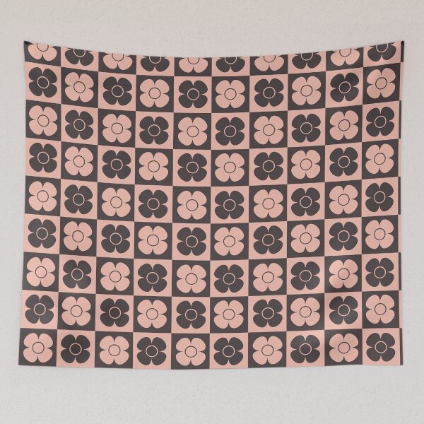 Item preview, Checker pattern retro daisy deep brown and pink designed and sold by Inkworthy.