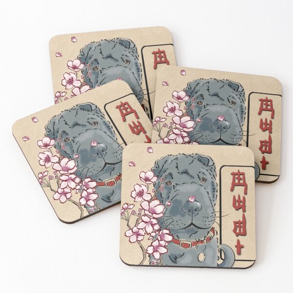 Item preview, Chinese Shar-Pei in a Japanese style with Cherry Blossoms designed and sold by toots-thomson.