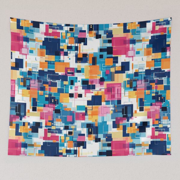 Item preview, Abstract data patterns, colorful, square designed and sold by mind-coloring.