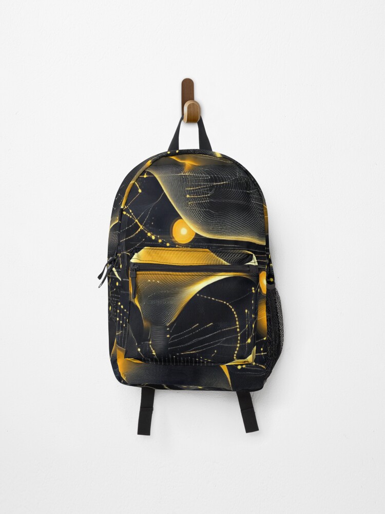 Thumbnail 1 of 3, Backpack, Abstract data patterns, Gold, Line designed and sold by mind-coloring.