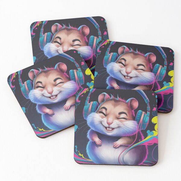 Item preview, Happy hamster in headphones, listening to music, Hamster colorful   designed and sold by KolorellaS.