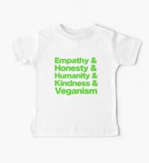 Empathy, Honesty, Humanity, Kindness & Veganism (Green Lettering) Baby Tee