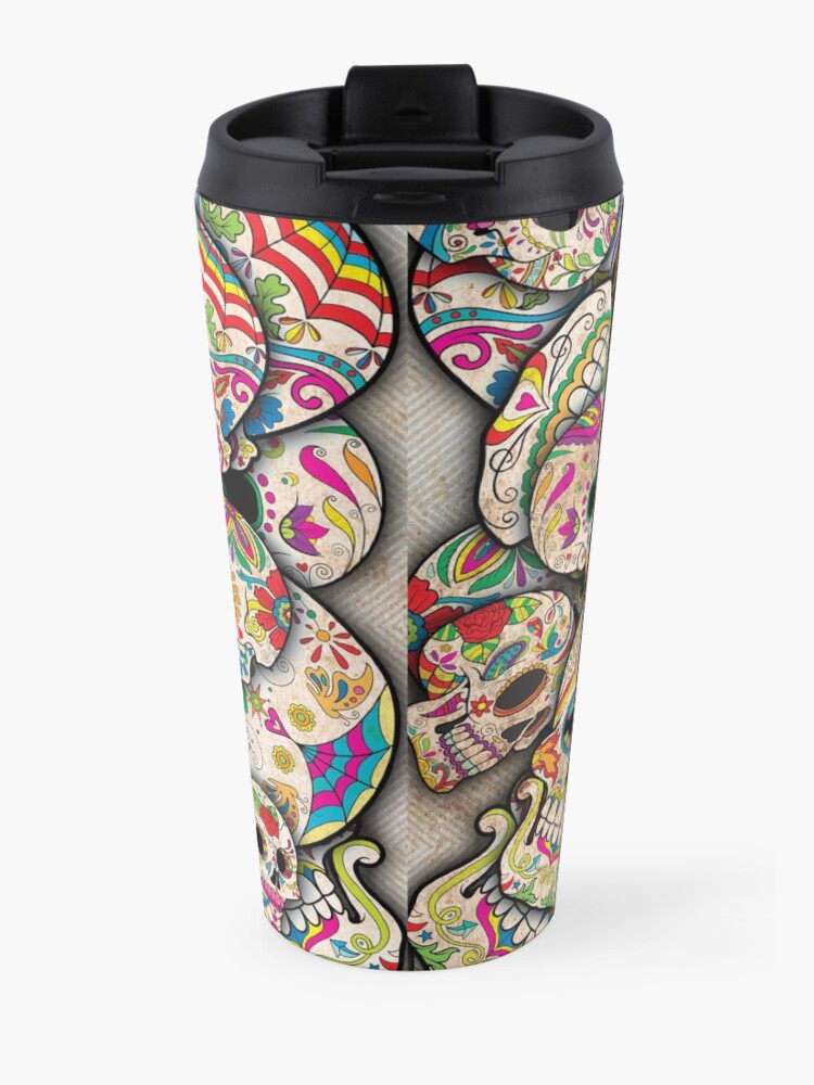 Alternate view of Sugar Skull Collage Travel Mug
