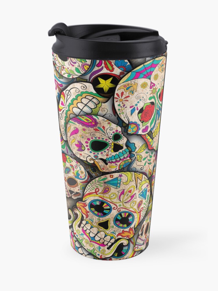Alternate view of Sugar Skull Collage Travel Mug