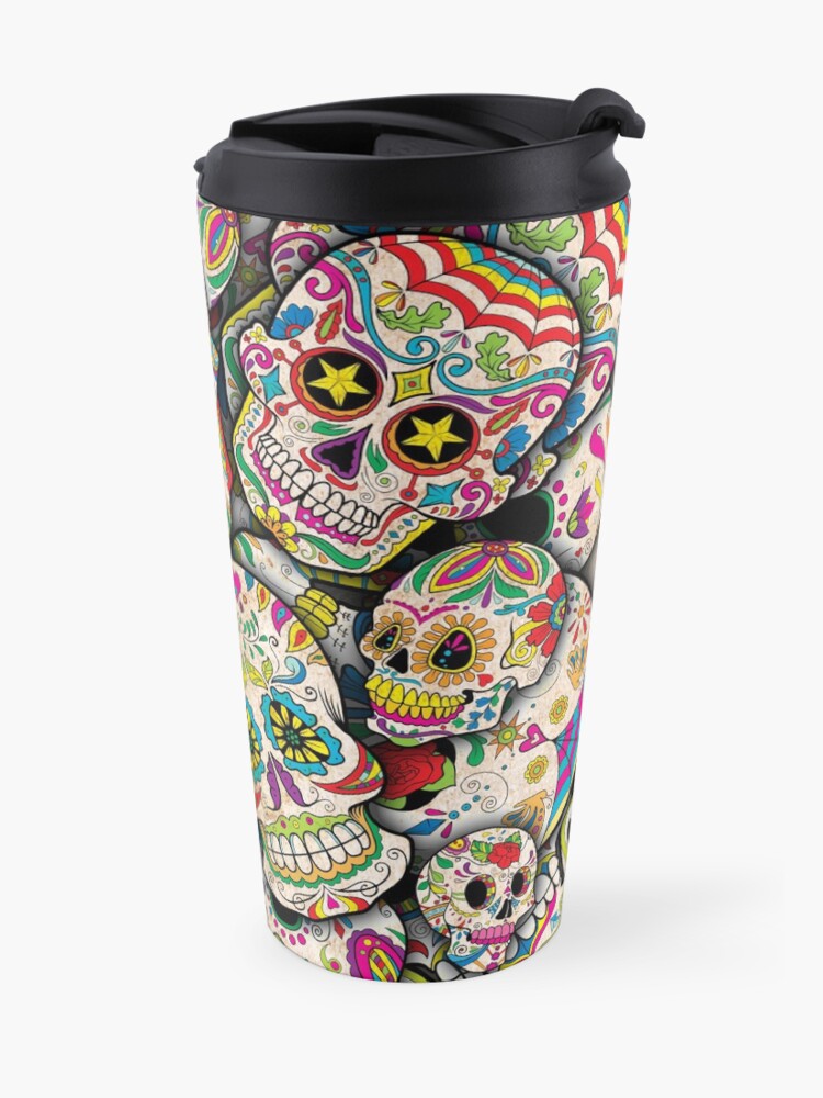 Alternate view of Sugar Skull Collage Travel Mug