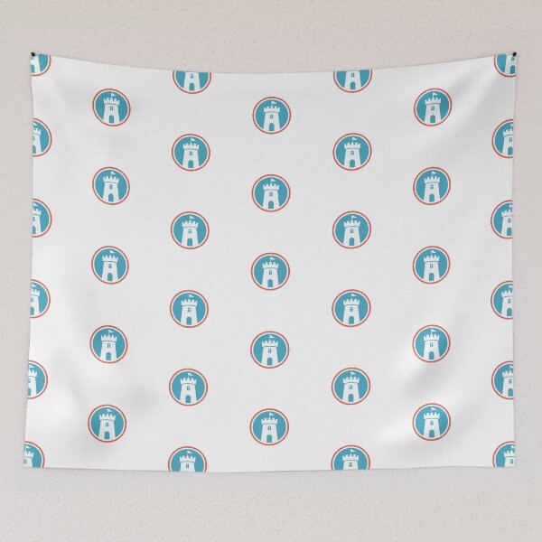 Item preview, fortress and flag logo within a circular frame designed and sold by rasagamastore.