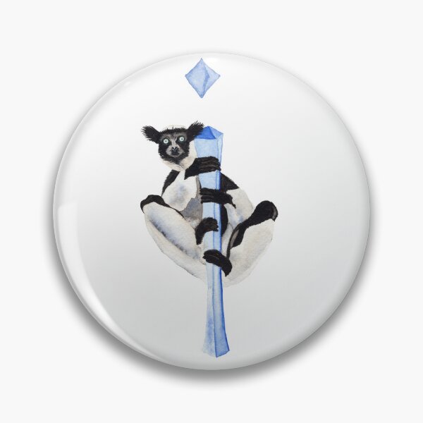 Item preview, i is for indri, watercolour black and white lemur painting designed and sold by ChaseWilderness.