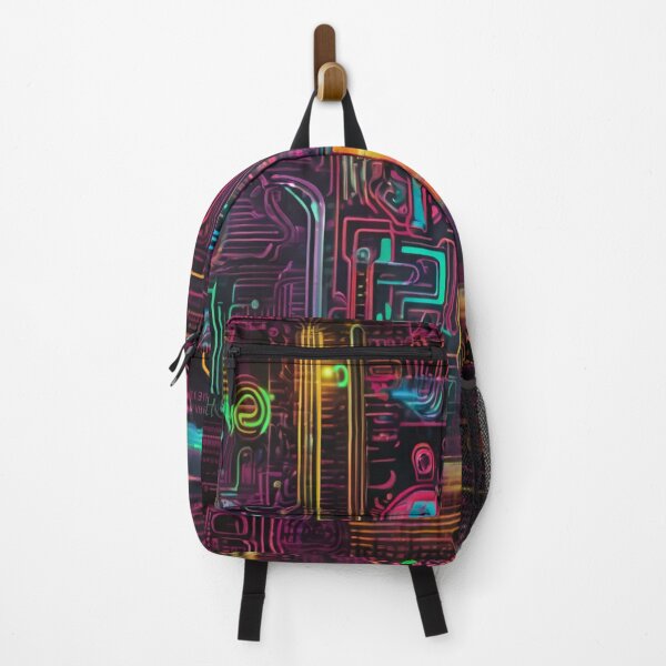Item preview, "Futuristic Grid: Neon Circuits and High-Tech Glow" designed and sold by Artisticanvas.