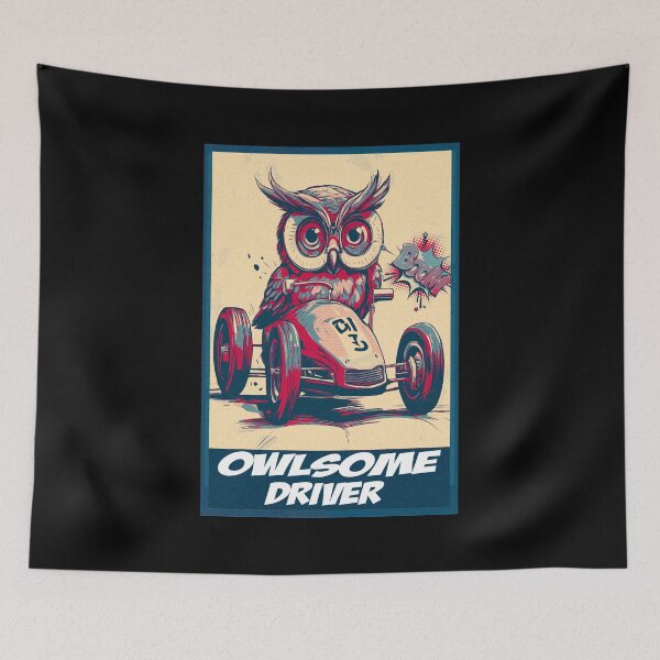 Item preview, Owlsome Driver Funny Owl Karting designed and sold by TrueArtsStore.