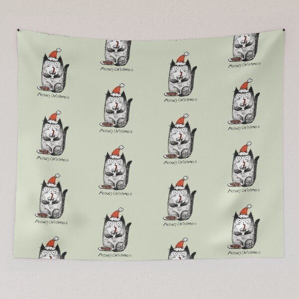 Item preview, Funny Christmas cats illustration with holiday decorations.  designed and sold by Makitsu Neko.