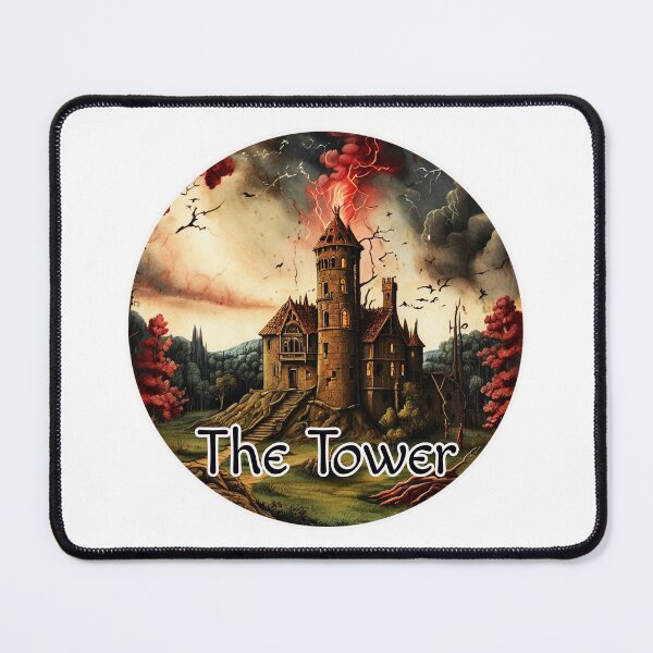 Item preview, Major Arcana Tarot Card The Tower - Medieval Castle Struck by Lightning designed and sold by Pixel Waite.