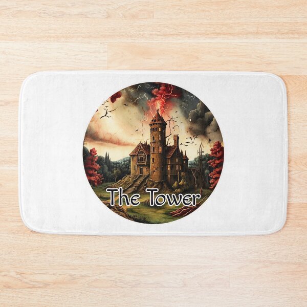 Item preview, Major Arcana Tarot Card The Tower - Medieval Castle Struck by Lightning designed and sold by Pixel Waite.