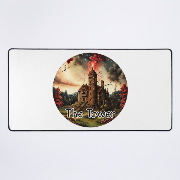 Item preview, Major Arcana Tarot Card The Tower - Medieval Castle Struck by Lightning designed and sold by Pixel Waite.