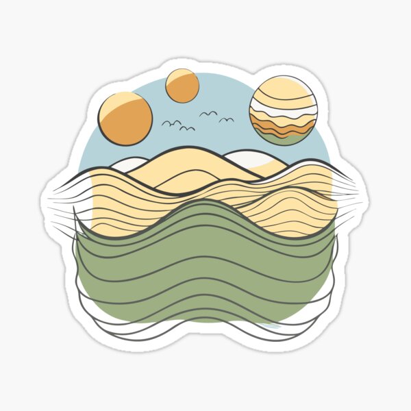 Item preview, Dreamy Retro-Futuristic Landscape Tee - Minimalistic Waves and Spheres designed and sold by Armmybobbo.