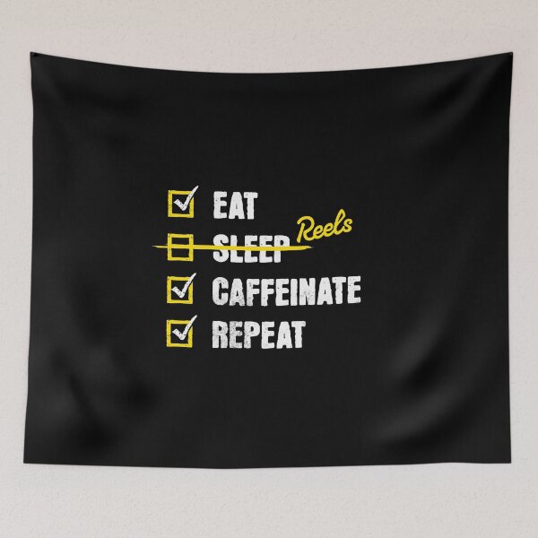 Item preview, Unisex Eat Reels Caffeinate Repeat designed and sold by spaceboycantlol.