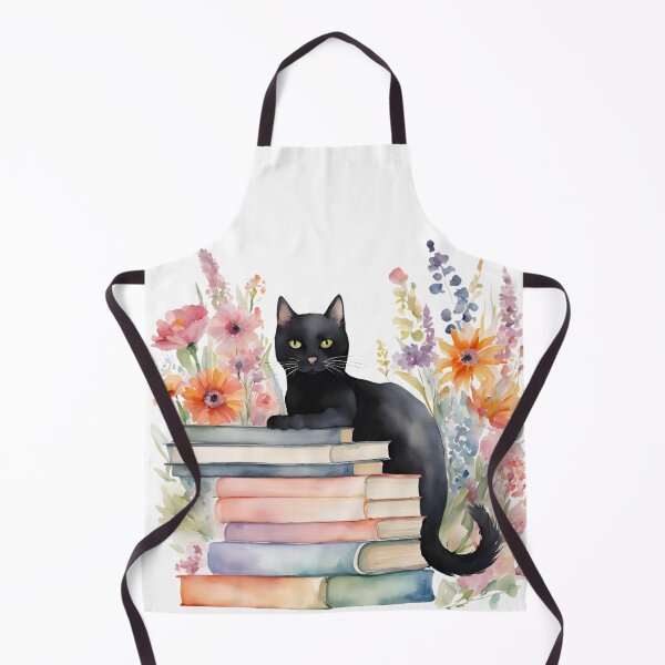 Item preview, Black cat sitting on books, black cat, flowers and books designed and sold by KolorellaS.