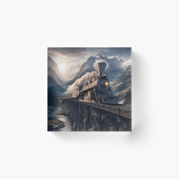 Item preview, steam train crossing the mountain designed and sold by RouesLibres.
