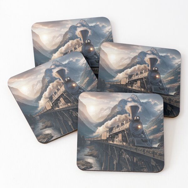 Item preview, steam train crossing the mountain designed and sold by Open Road Gallery .