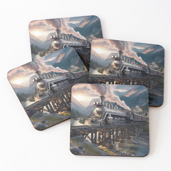 Item preview, steam train crossing a river designed and sold by Open Road Gallery .