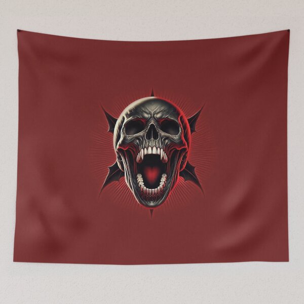 Item preview, Red Screaming Skull With Fangs designed and sold by Sunrise427.