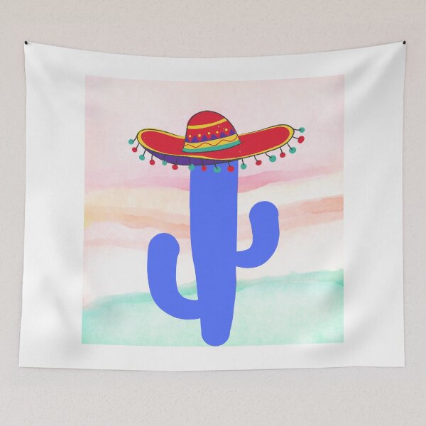 Item preview, Cactus with Festive Colourful Sombrero – Quirky Art designed and sold by RaiyaTees.