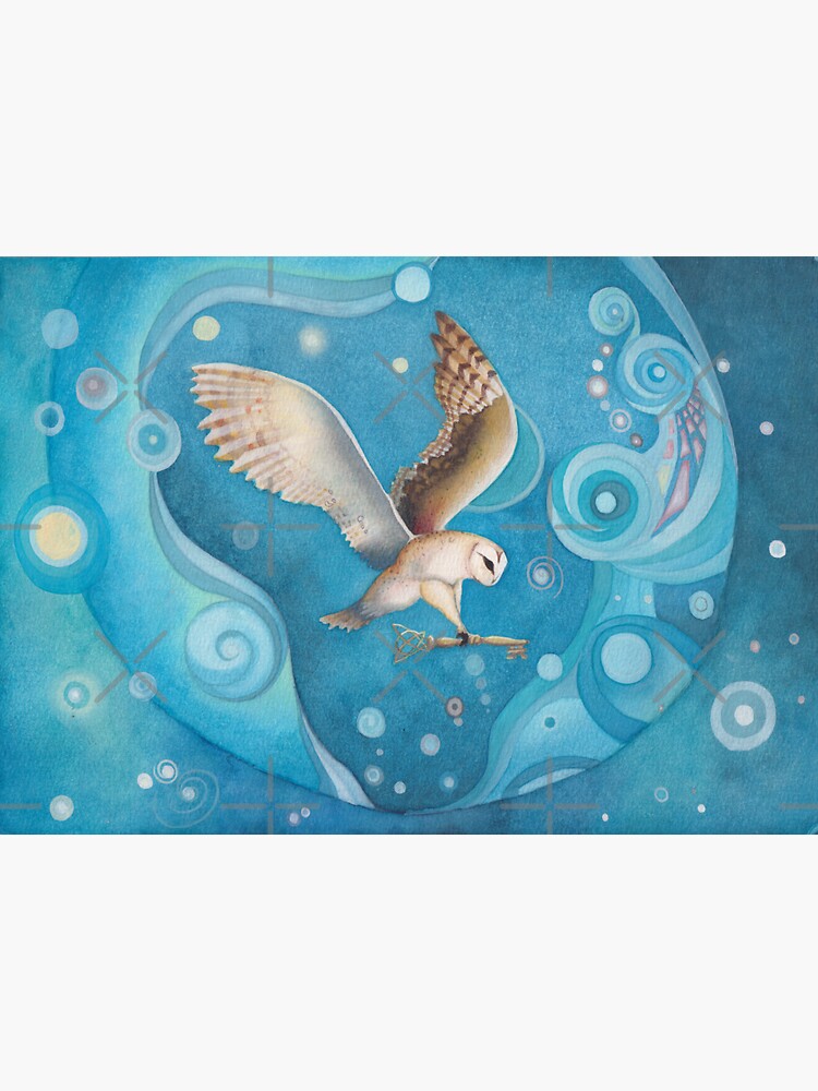 Thumbnail 3 of 3, Sticker, Flying Barn owl Holding A Key designed and sold by BeckmogArt.