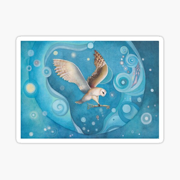 Flying Barn owl Holding A Key Sticker