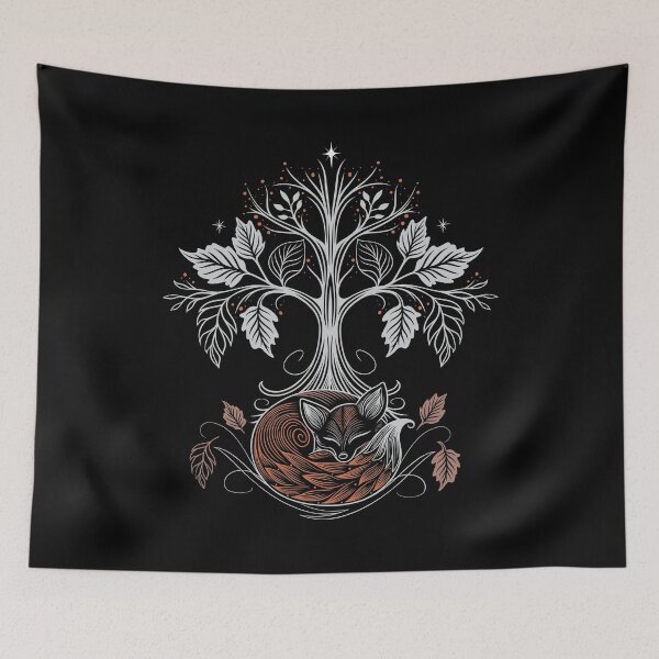 Item preview, Sleeping fox under a tree in autumn designed and sold by Christine Krahl.