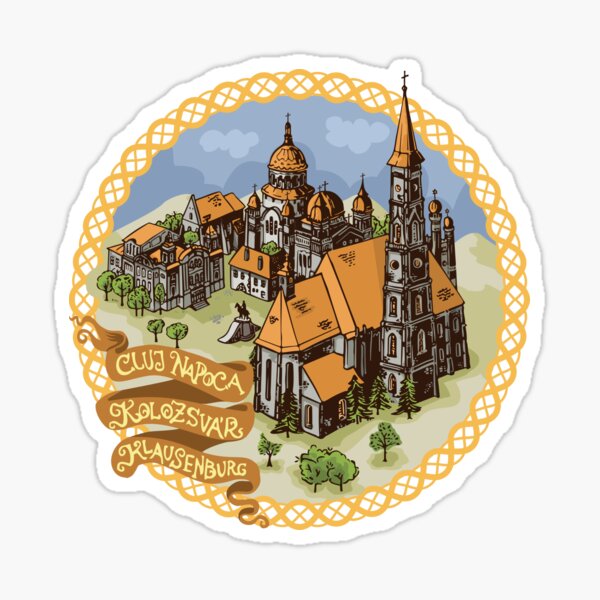 Item preview, Transylvania cities illustration | Cluj Napoca, Kolozsvár, Klausenburg designed and sold by QatlasMap Shop.