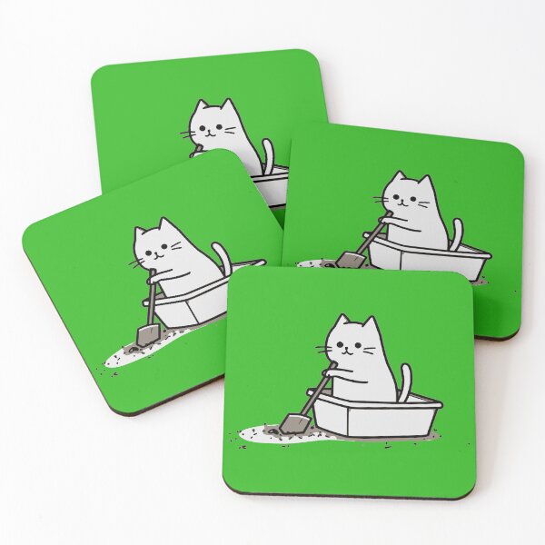 Item preview, Cartoon cat cleaning litter box with shovel designed and sold by 2Blue-Dots.