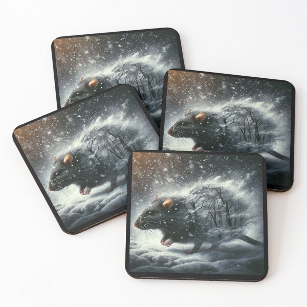 Item preview, Rat in snow with double exposure designed and sold by BatsAndRats.