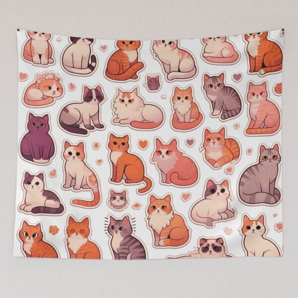 Item preview, Collection of cats in various poses, many colors and patterns. designed and sold by 1benjamah1136.