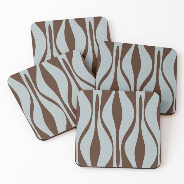 Item preview, Mid Century Modern Retro Lounge Minimal Ogee Pattern in Light Blue-Gray and Dark Brown designed and sold by kierkegaard.
