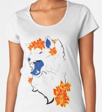 Starry Galaxy Wolf and Flowers Women's Premium T-Shirt