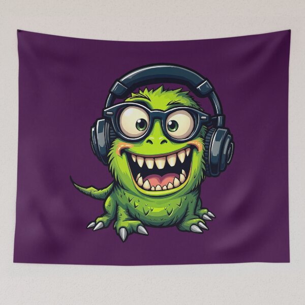Item preview, Little green monster with glasses wearing a helmet designed and sold by Norsia.