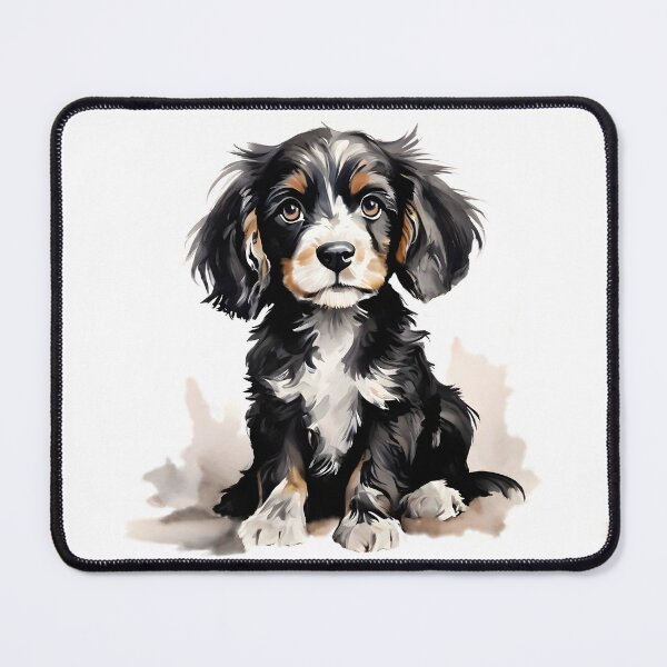Item preview, Vintage Dog Art: Black Cocker Spaniel Puppy Portrait | Animal Art | Watercolor Painting | Animal Portrait designed and sold by UnhingedBird.