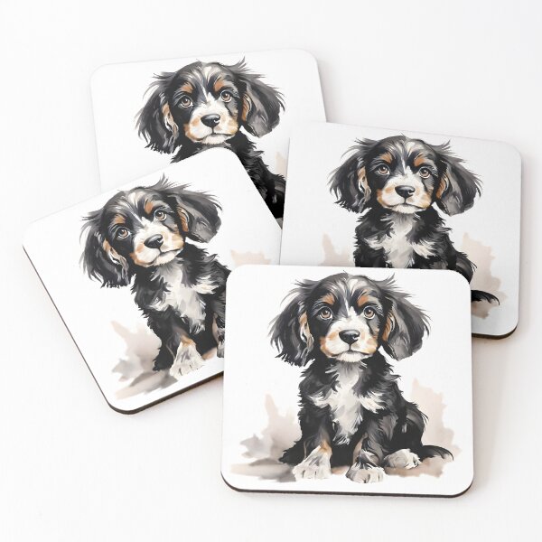 Item preview, Vintage Dog Art: Black Cocker Spaniel Puppy Portrait | Animal Art | Watercolor Painting | Animal Portrait designed and sold by UnhingedBird.
